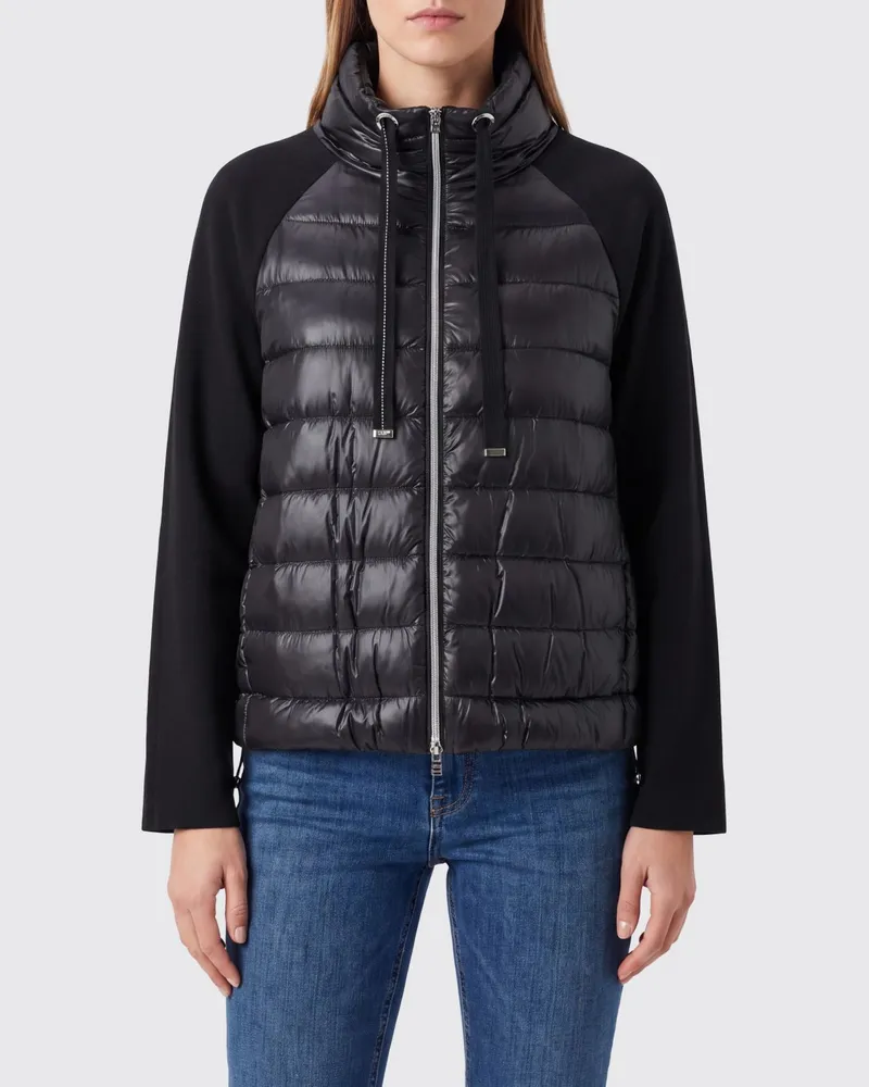 Herno Kurze Stepp-Daunenjacke aus Nylon mit Trichterkragen Schwarz