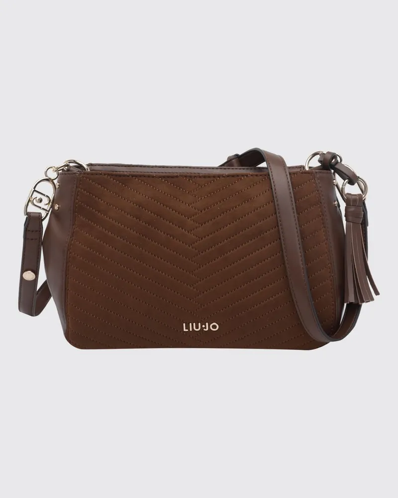 Liu Jo Umhängetasche aus Velours-Kunstleder mit Chevron-Muster Braun