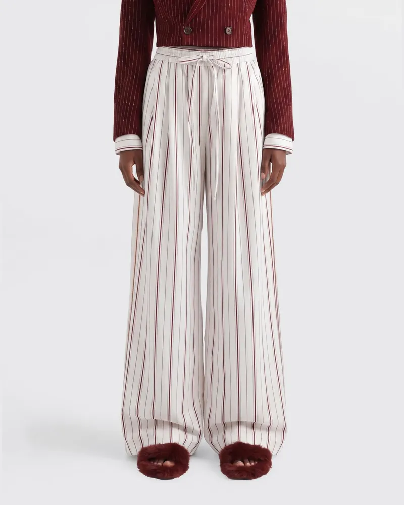 Dolce & Gabbana DOLCE  GABBANA Gestreifte Palazzo-Hose Dolce & Gabbana aus Seiden-Baumwoll-Mischung Bunt