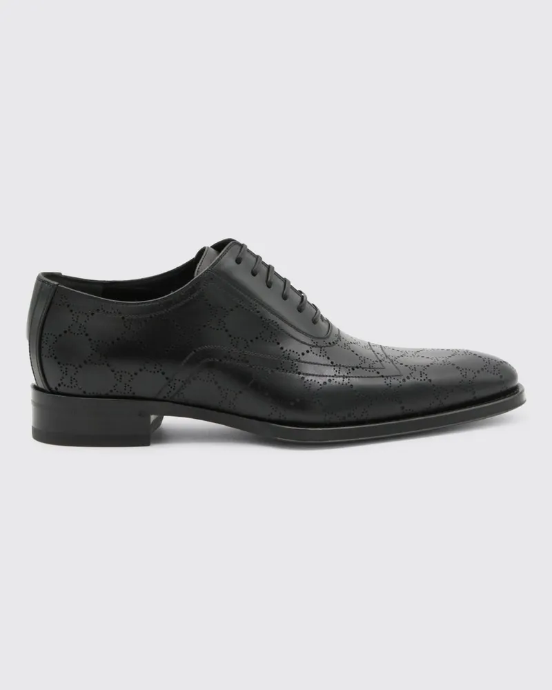 Gucci Oxford-Schuhe aus Leder mit perforiertem GG-Monogramm Schwarz