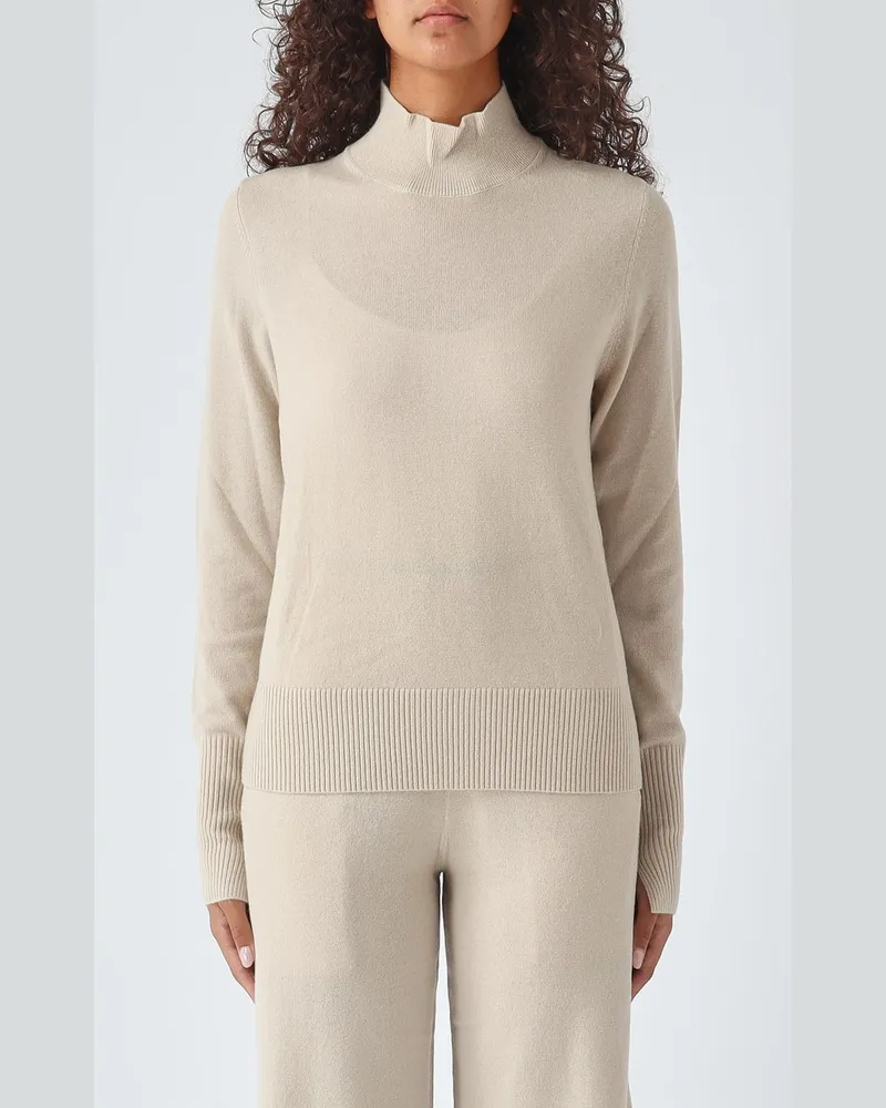 Pinko Slim-Fit Rollkragenpullover aus Wolle und Kaschmir mit langen Ärmeln Beige