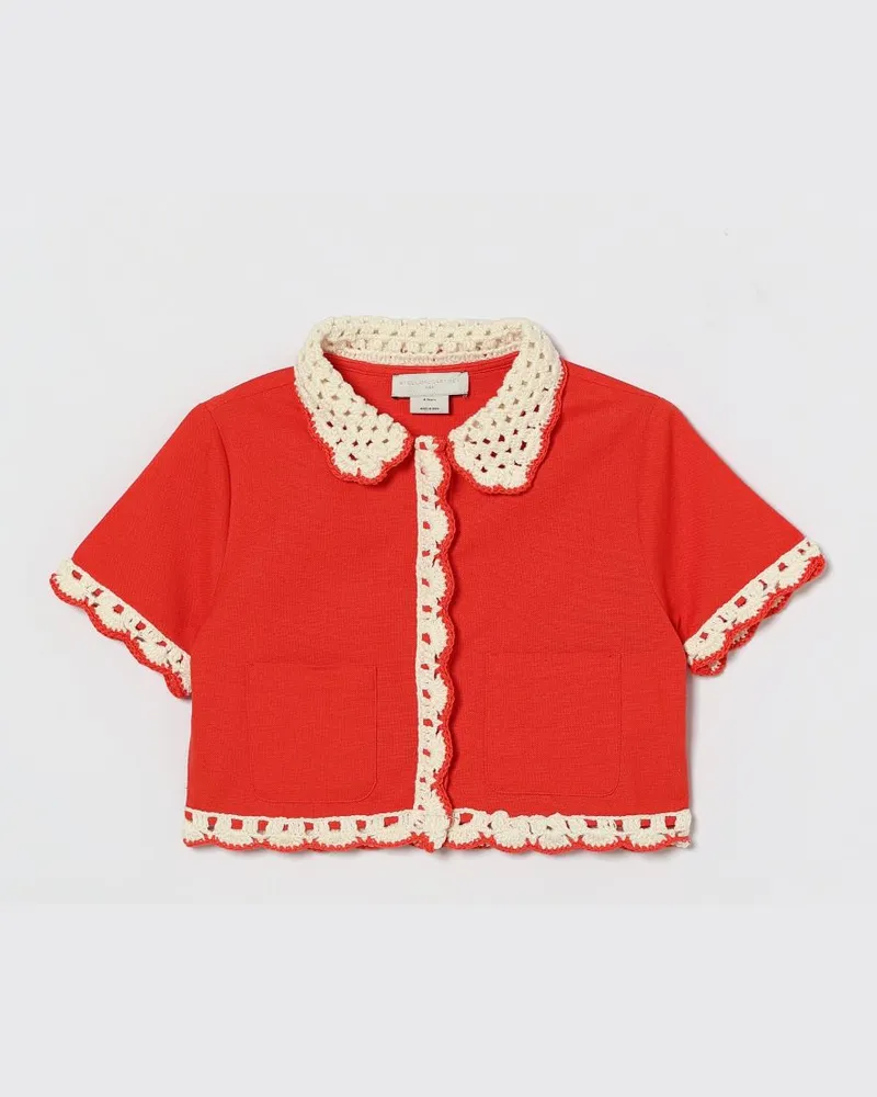 Stella McCartney Kids Häkel-Baumwollpullover Rot