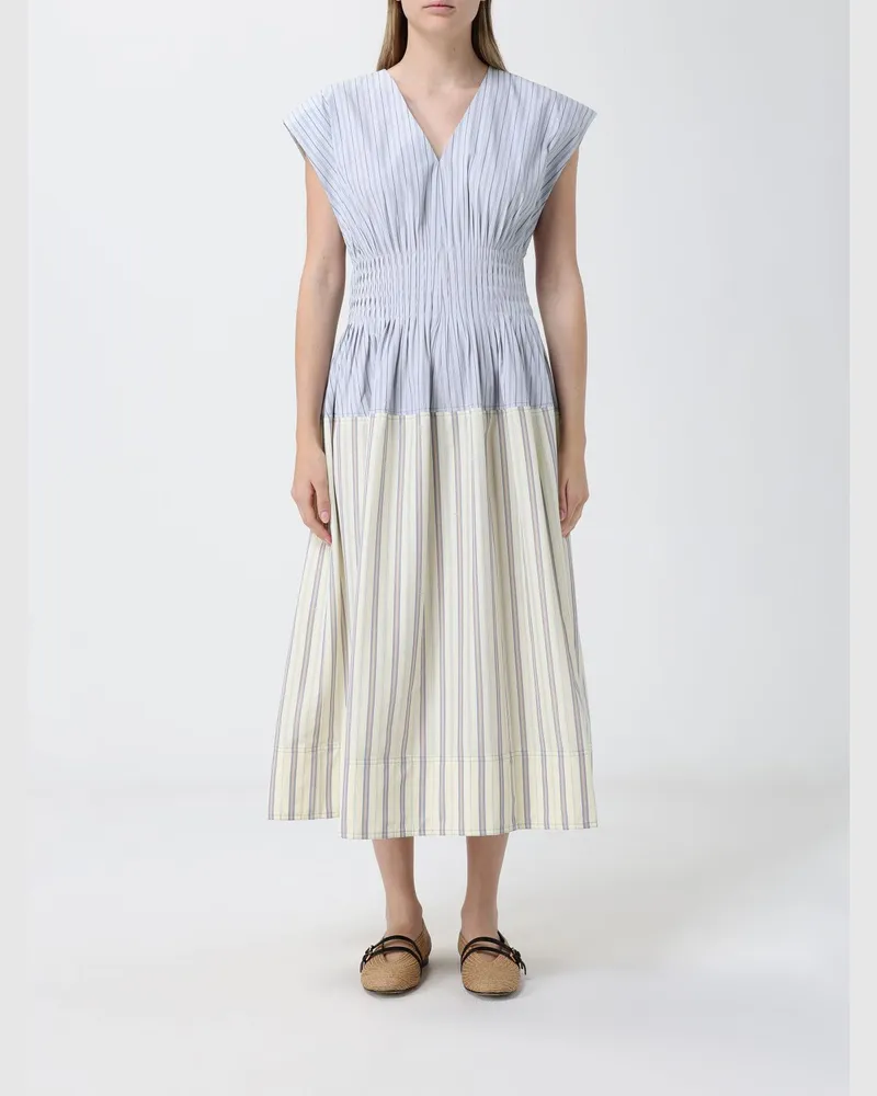 Paul Smith Gestreiftes Baumwollmischgewebe Midikleid Bunt