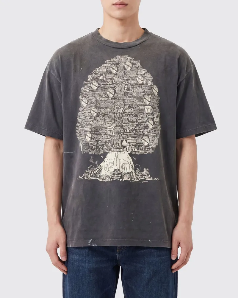 SAINT MXXXXXX Relaxed Fit T-Shirt aus Baumwolle mit Vintage-Grafikprint Schwarz