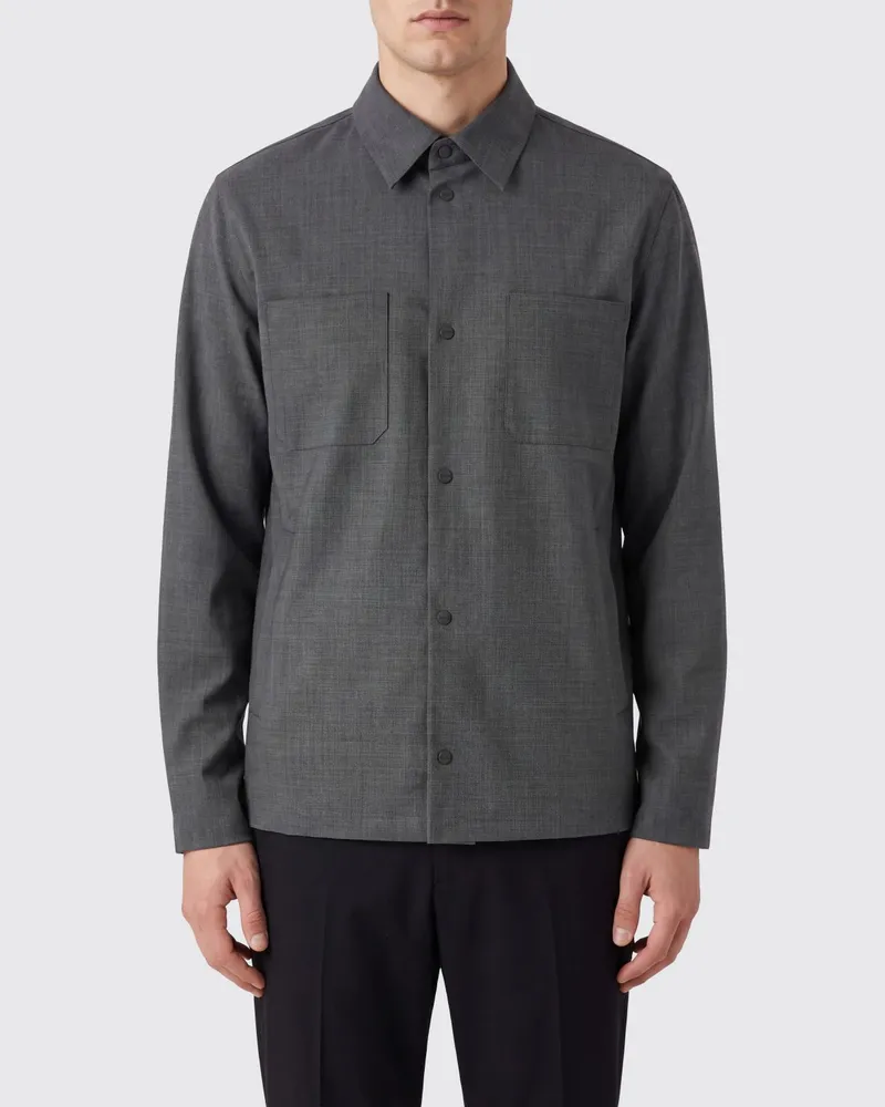 Herno Hemdjacke aus Wollmischung mit aufgesetzten Taschen Grau