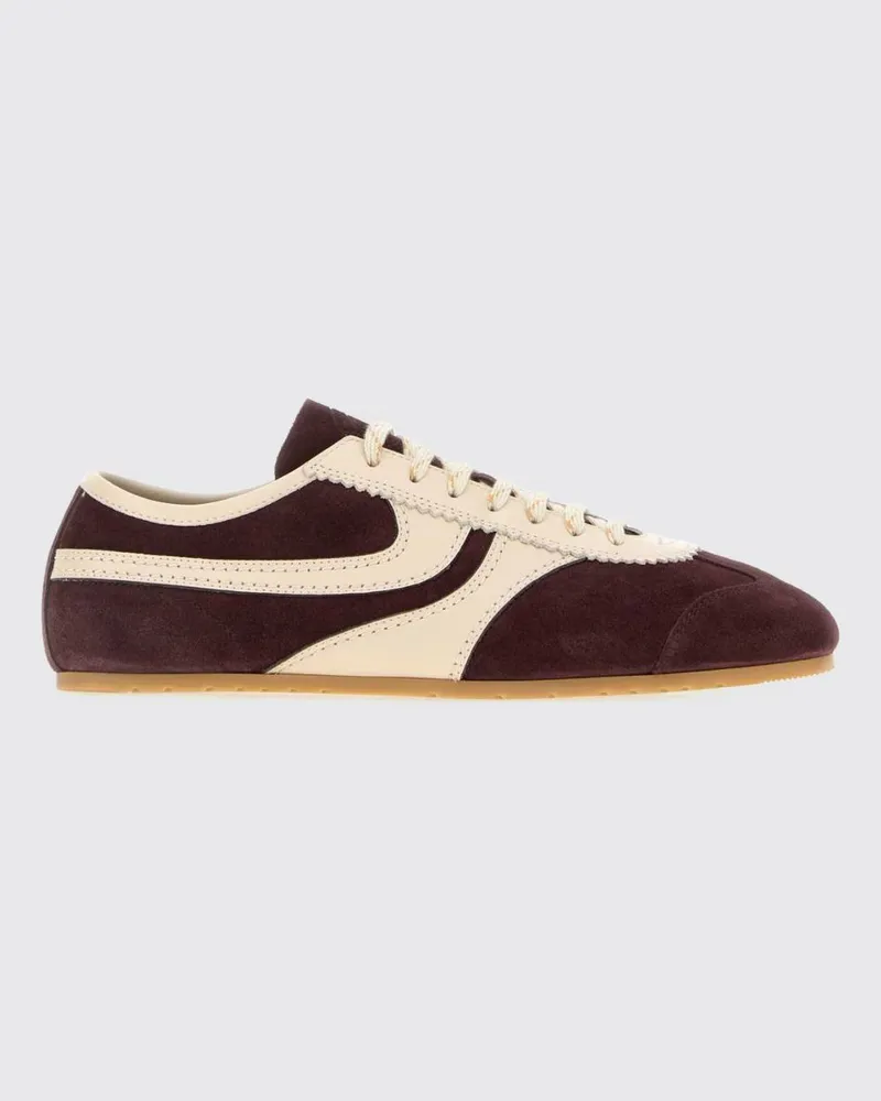 Dries van Noten Zweifarbige Low-Top-Sneaker von aus Glatt- und Veloursleder Violett