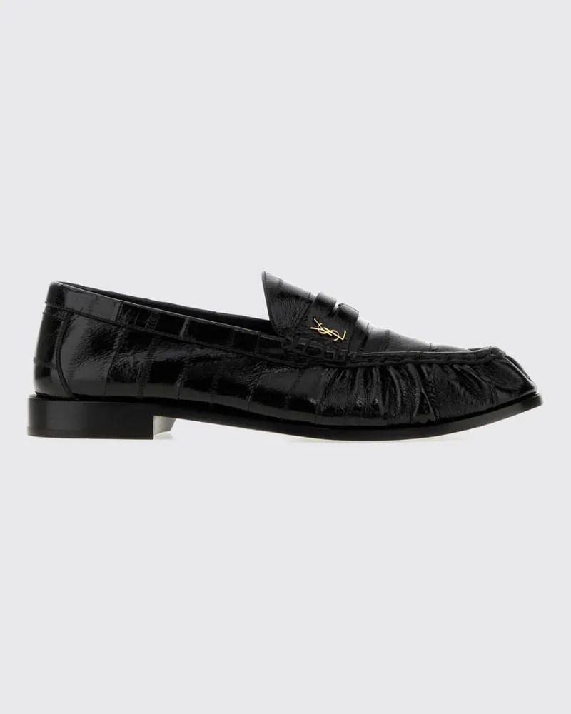 Saint Laurent Le Loafer Penny-Loafer aus Aal-Leder mit YSL-Monogramm von Schwarz