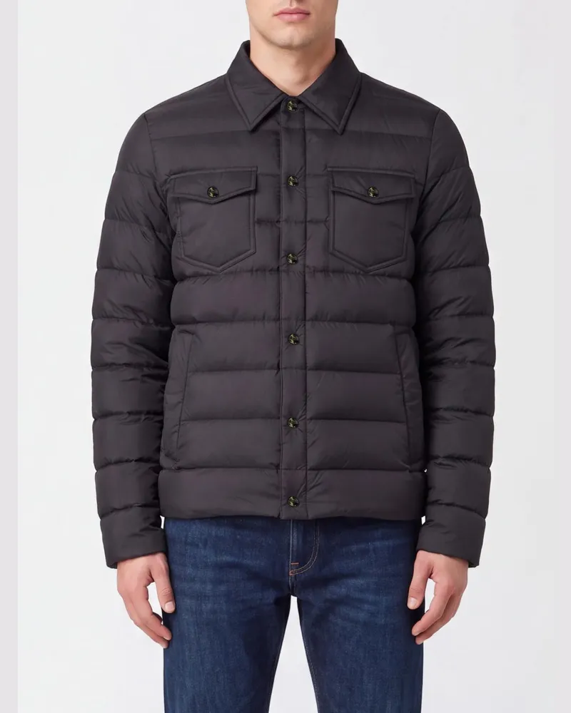 Herno Kurze Stepp-Daunenjacke aus Nylon mit klassischem Kragen Charcoal