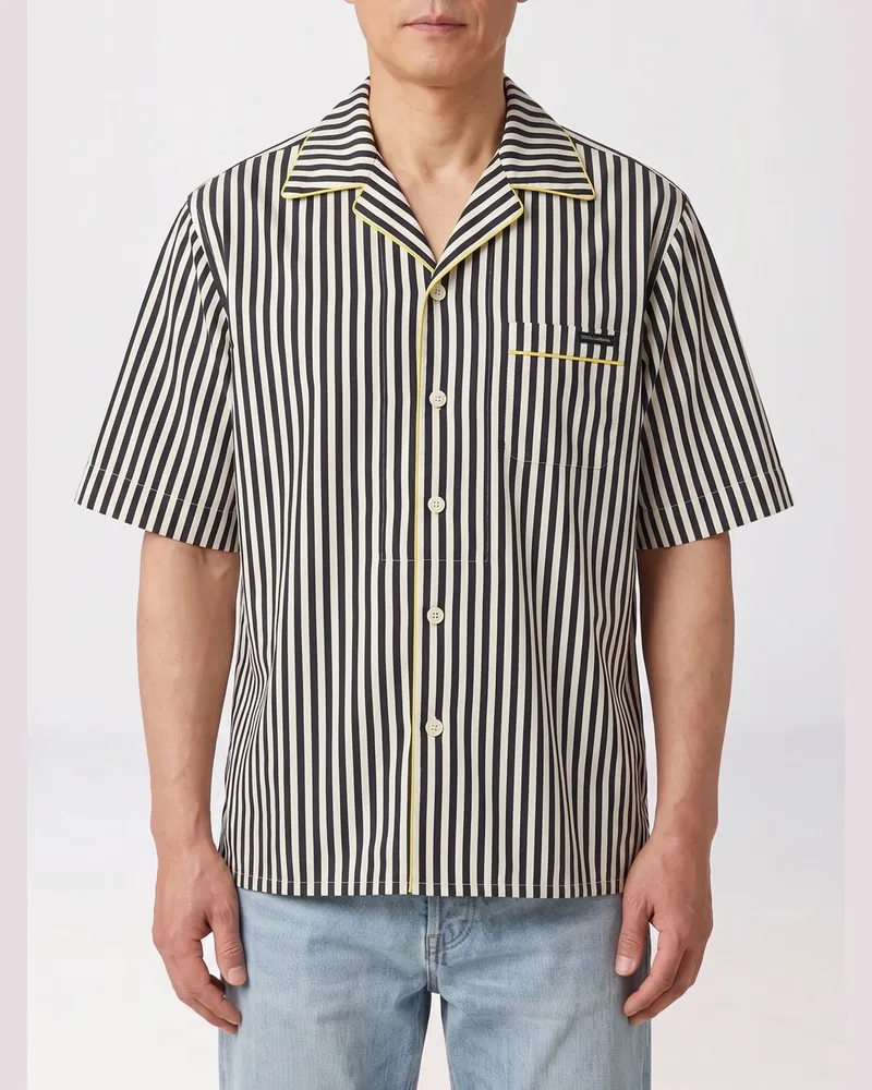Dolce & Gabbana DOLCE  GABBANA Gestreiftes Hemd im Pyjama-Stil Dolce & Gabbana aus Baumwolle und Seide mit kubanischem Kragen Gestreift