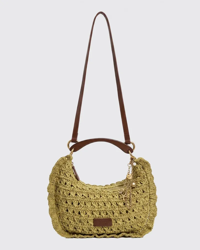 Twin-Set Häkel-Basttasche Grün