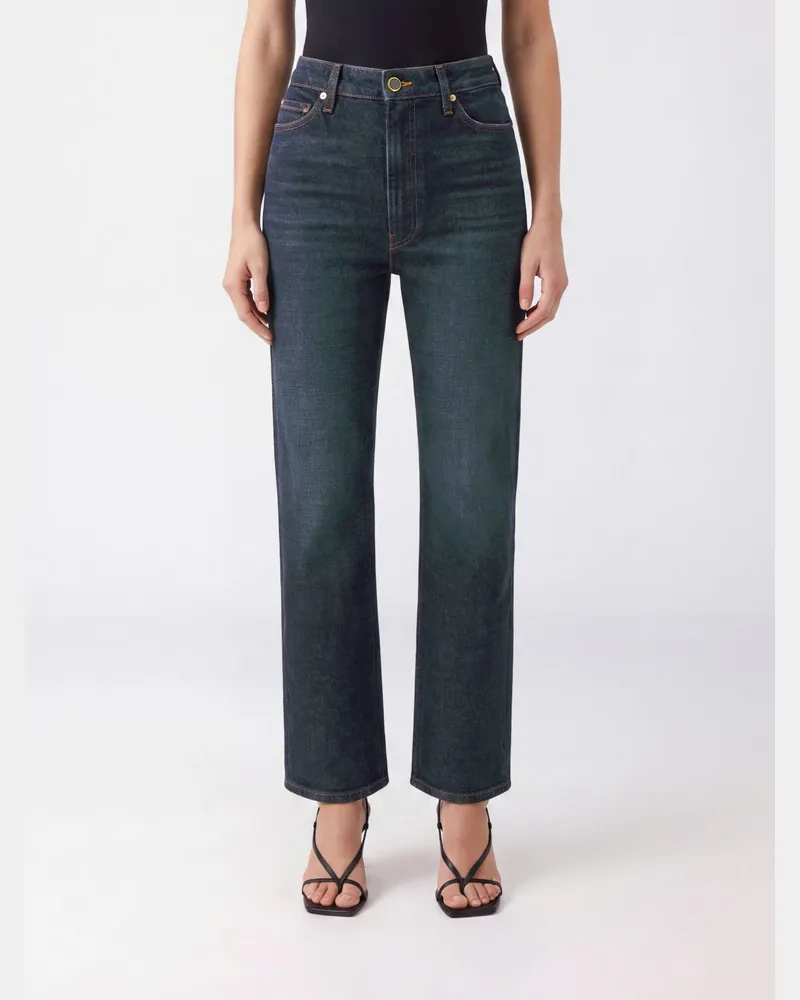 KHAITE Abigail Skinny-Jeans mit hohem Bund aus blauem Baumwolldenim Blau