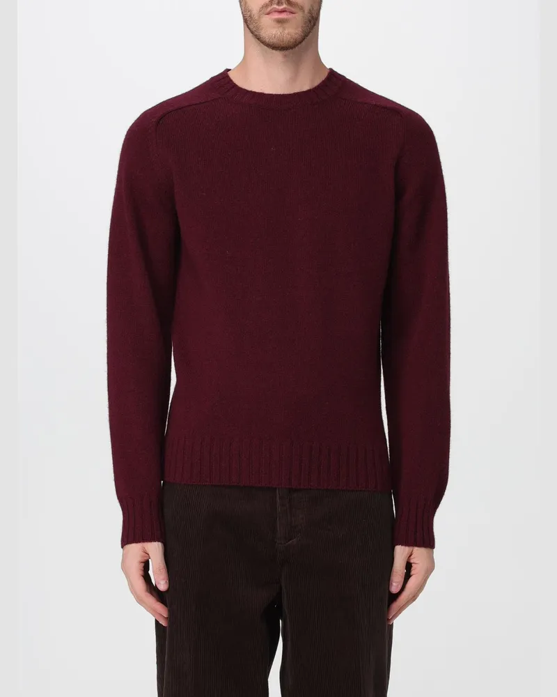 Sebago Pullover mit Rundhalsausschnitt aus reiner Wolle und Rippenbündchen Burgunderrot