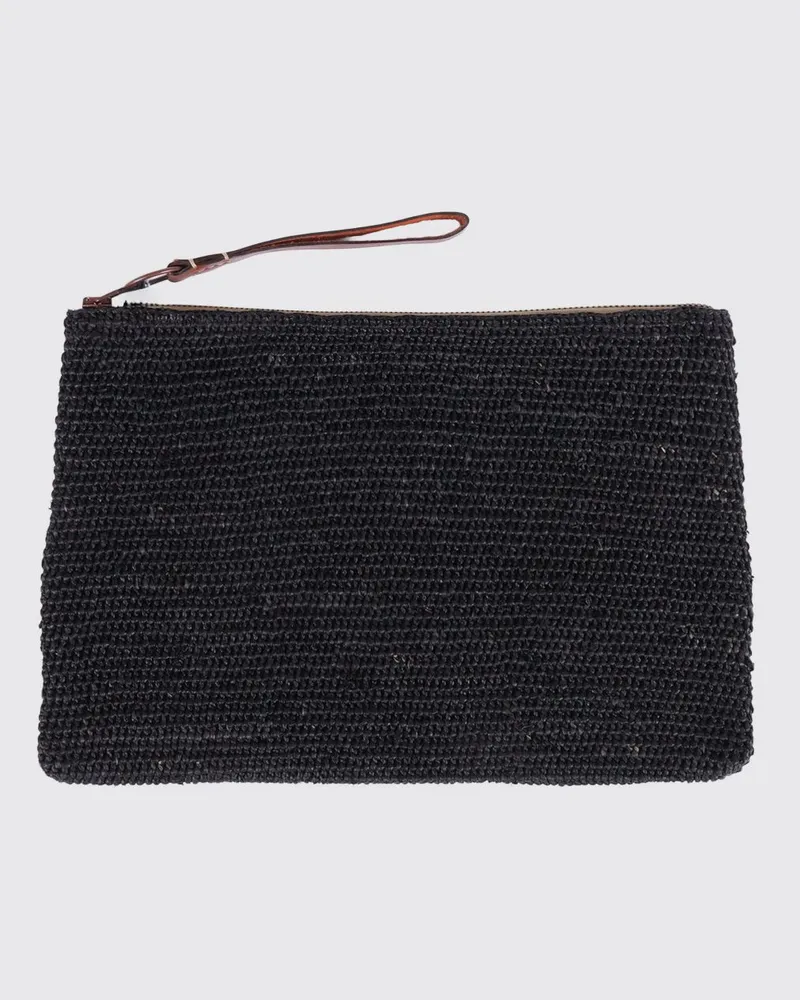 IBELIV Tea AMPY Häkel-Bast-Pochette Schwarz