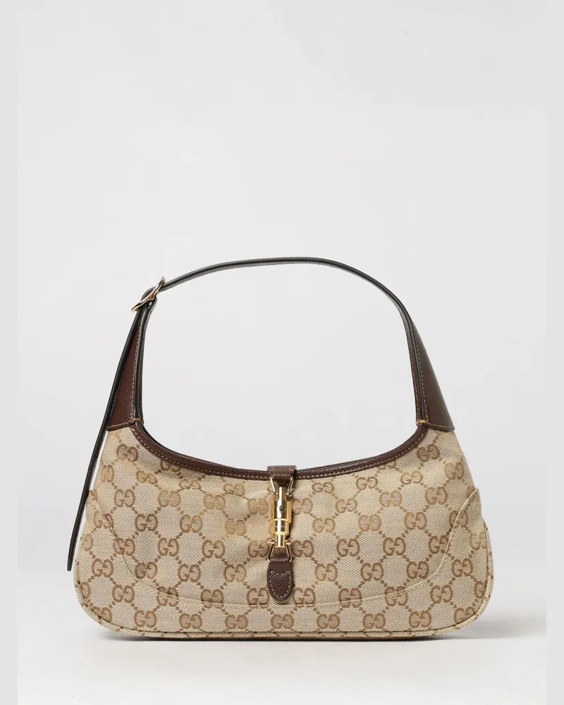 Gucci Jackie Slim Schultertasche aus GG-Monogramm-Jacquard-Stoff Sand