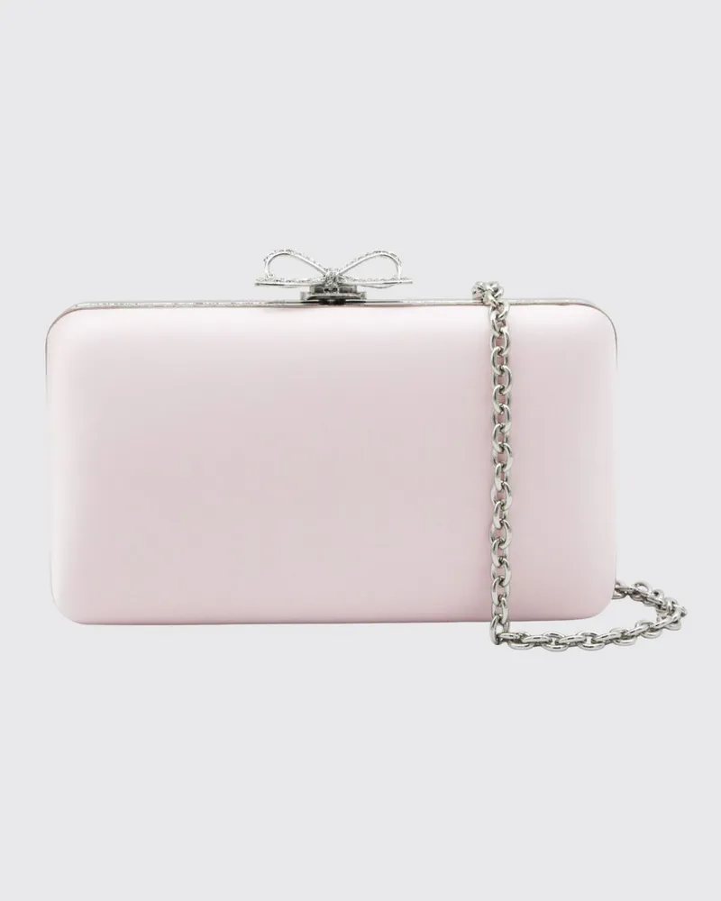 Self-Portrait Mini-Clutch mit Schleife und Strass aus Satin Pink