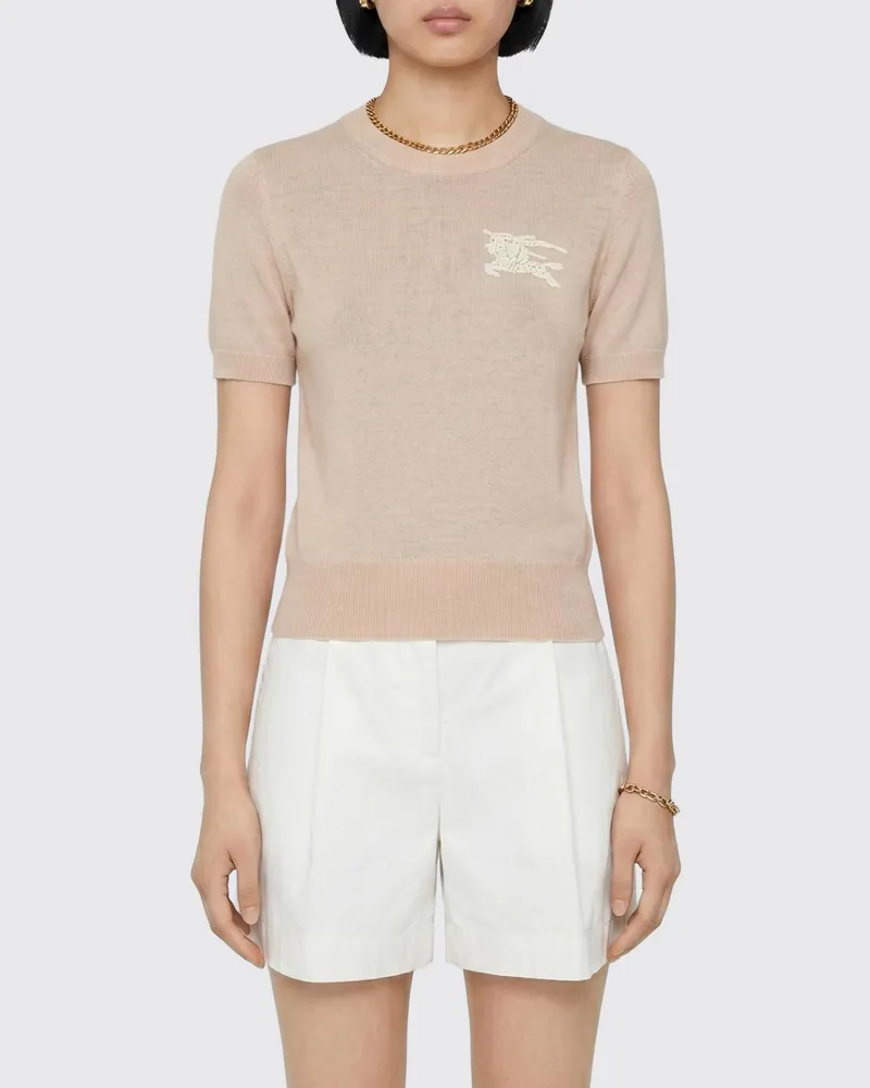 Burberry Rundhalspullover aus Wollmischung mit EKD-Logo Beige