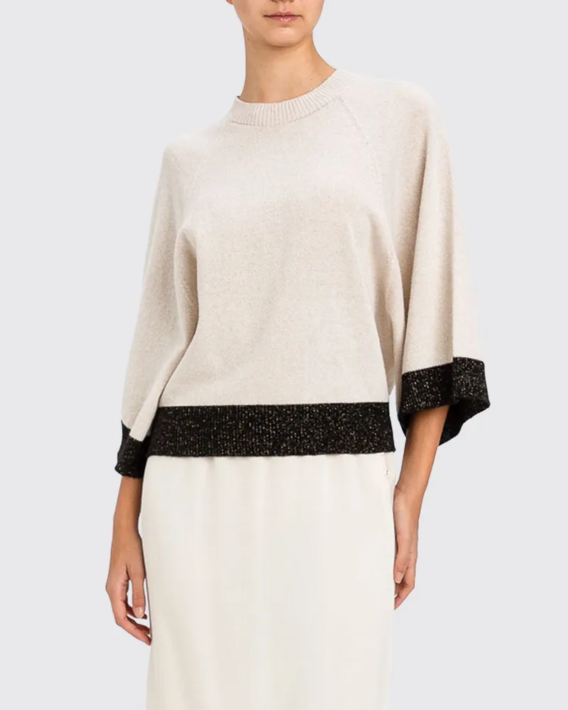 Twin-Set Locker geschnittener -Pullover aus Woll-Kaschmir-Mischung mit überschnittenen Schultern Gold