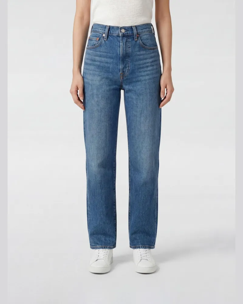 Levi's High-Waist Straight-Leg Jeans aus Baumwolldenim mit 5 Taschen Blau