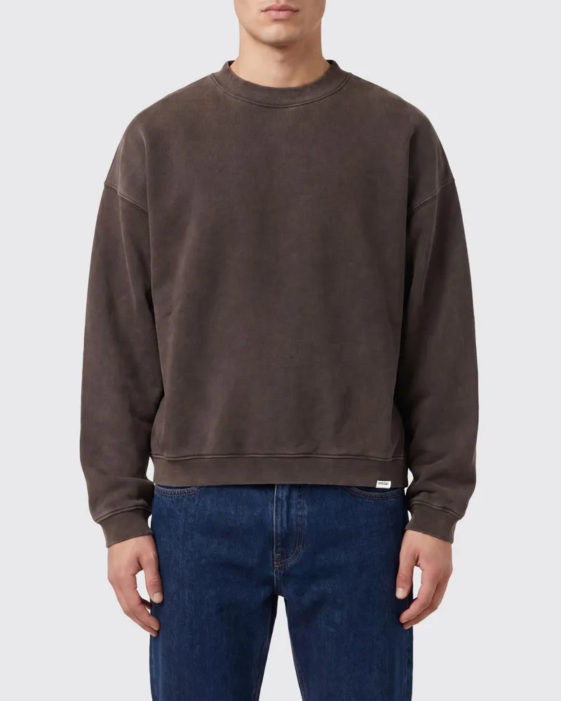 REPRESENT Rundhals-Sweatshirt aus brauner Baumwolle mit appliziertem Logo und überschnittenen Schultern Braun