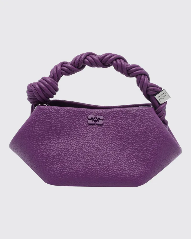 Ganni Kleine Bou Handtasche von mit geflochtenem Griff und Butterfly-Logo Violett