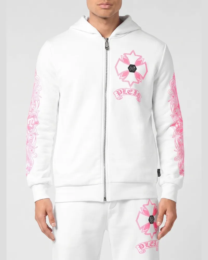 Philipp Plein Baumwoll-Kapuzenpullover mit Logo Weiß