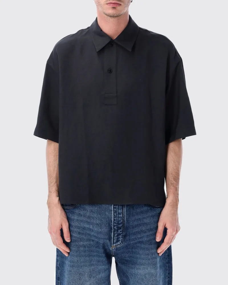 Studio Nicholson Leinenmischung Polohemd Navy