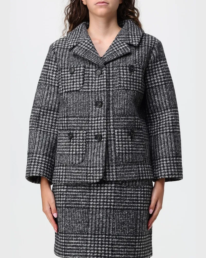 N° 21 Einreihiger Blazer aus Wollmischung mit Prince-of-Wales-Muster Schwarz