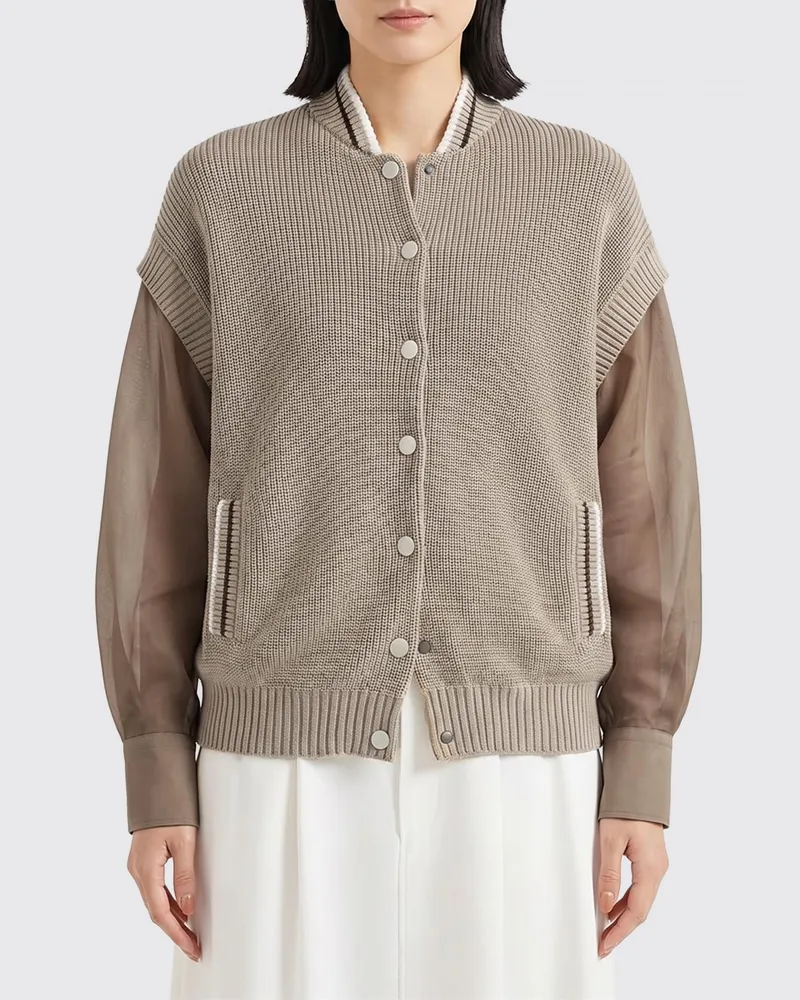 Brunello Cucinelli Baumwoll-Bomberjacke Beige