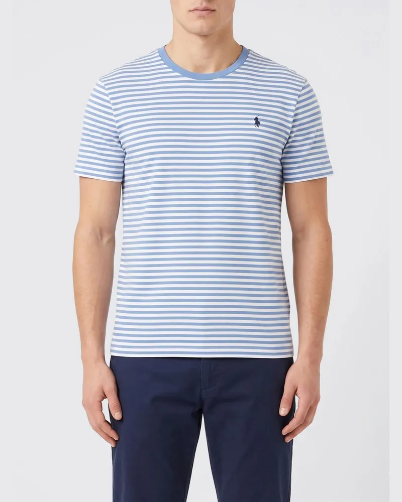 Ralph Lauren Gestreiftes Baumwoll-T-Shirt Blau
