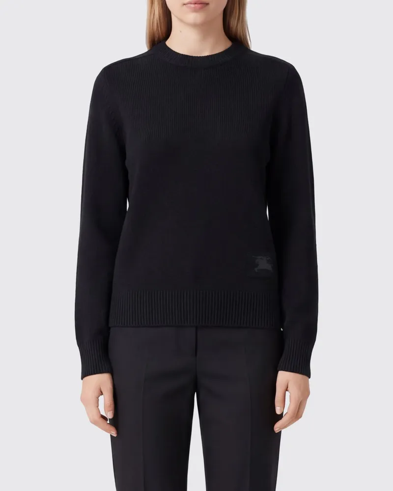 Burberry Slim Fit Kaschmirpullover mit EKD-Stickerei und Rundhalsausschnitt Schwarz