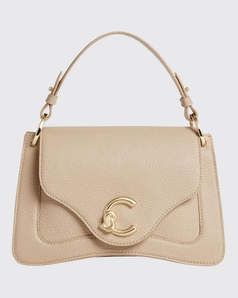Coccinelle C-Me Mini Tasche aus genarbtem Leder Beige