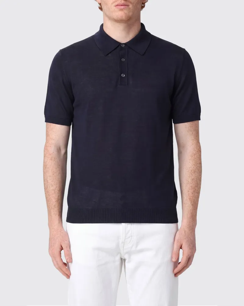 Roberto Collina Strick-Poloshirt Navy