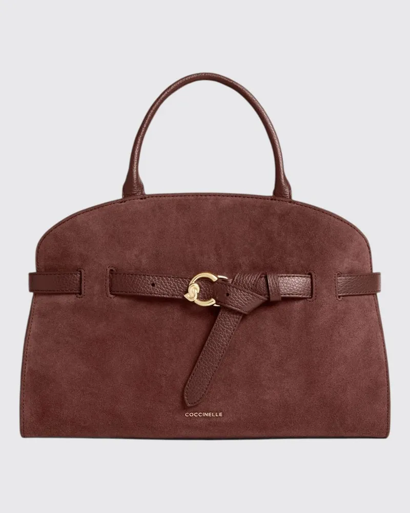 Coccinelle Sabine Wildleder-Handtasche mit doppeltem Henkel Red