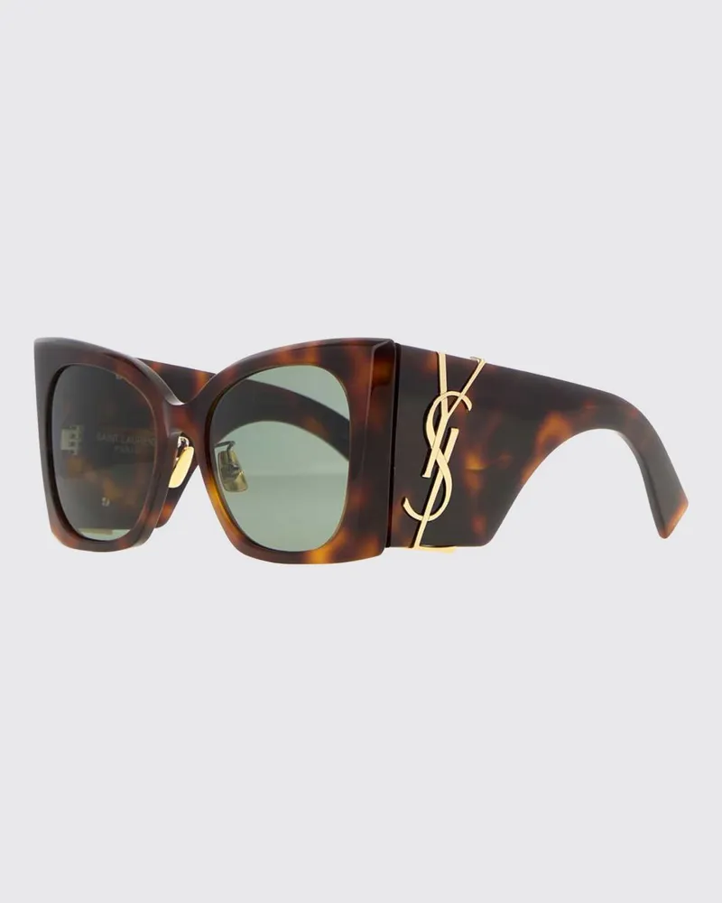 Saint Laurent Cat-Eye-Sonnenbrille aus Schildpatt-Acetat mit YSL-Logo Grün