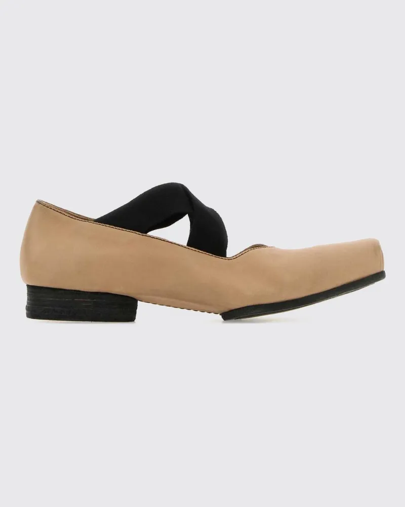 Uma Wang Mary-Jane-Ballerinas aus Leder mit eckiger Spitze und elastischen Schnürsenkeln Pink