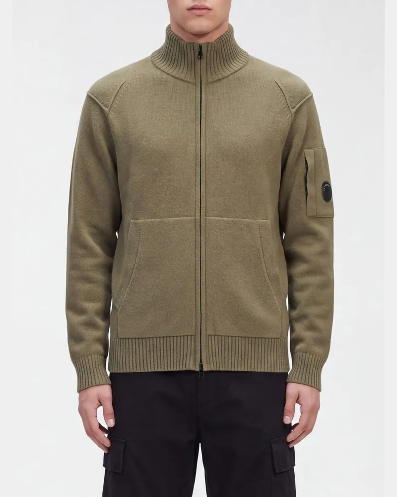 C.P. Company Rollkragenpullover aus Wollmischung mit Reißverschluss und Kängurutasche Grün