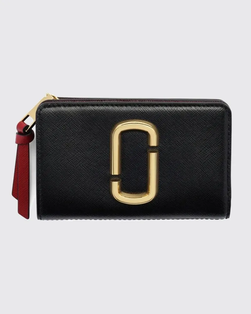 Marc Jacobs The Snapshot Portemonnaie aus Saffiano-Leder mit Double-J-Logo Schwarz
