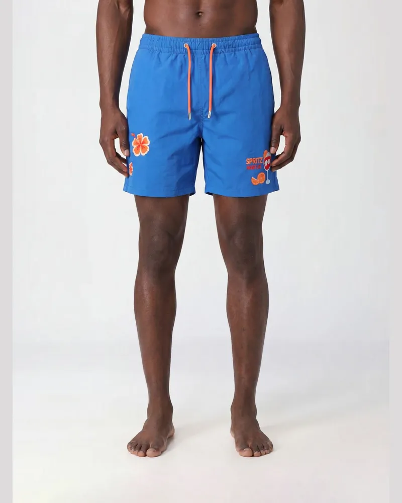 MC2 Saint Barth Kurze Badeshorts mit elastischem Kordelzugbund Blau