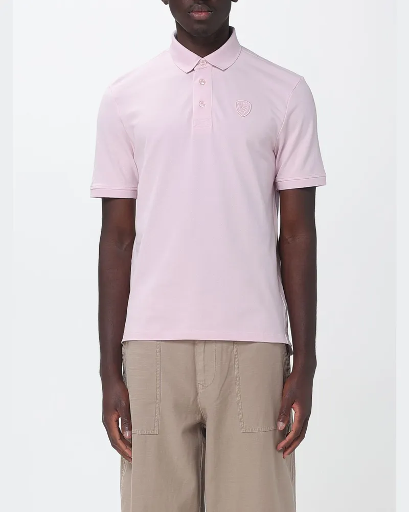 Blauer Baumwoll-Polohemd Pink