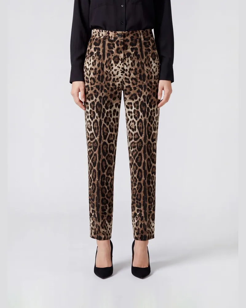 Dolce & Gabbana DOLCE  GABBANA Hoch taillierte Skinny-Hose Dolce & Gabbana aus Wolle mit Animal-Print Bunt