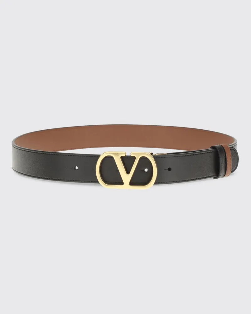 Valentino Garavani Wendbarer VLogo Signature Gürtel aus glattem Kalbsleder Schwarz