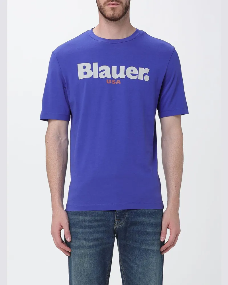 Blauer Baumwoll-T-Shirt mit Logo Royal