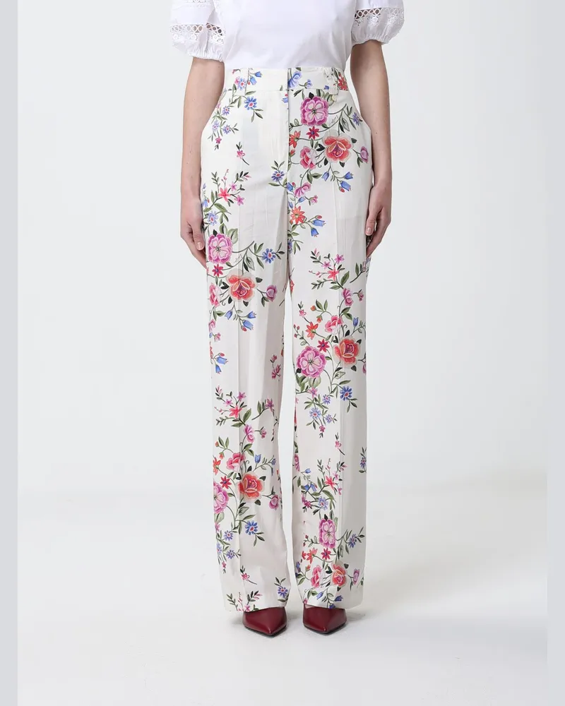 Liu Jo Palazzo-Hose aus Baumwollpopeline mit Blumenmuster Weiß