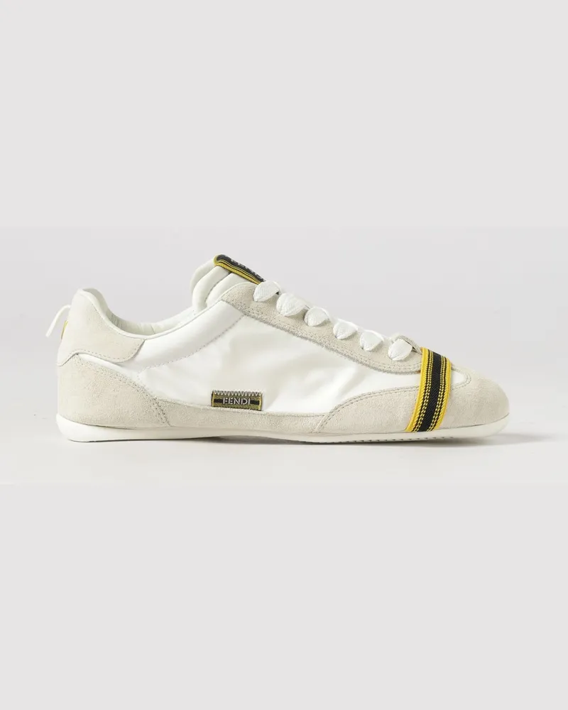 Fendi Wrap-Sneaker aus Leder und Nylon mit zweifarbigem Streifenmotiv Yellow