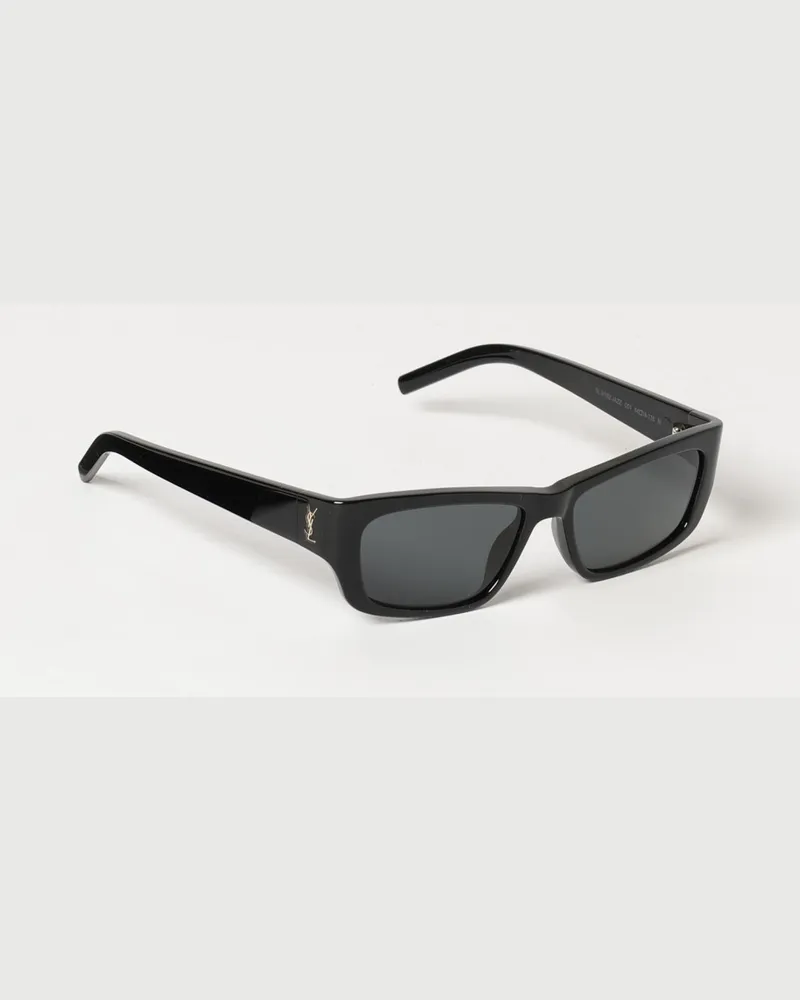 Saint Laurent Schildpatt-Acetat-Sonnenbrille mit YSL-Monogramm Schwarz