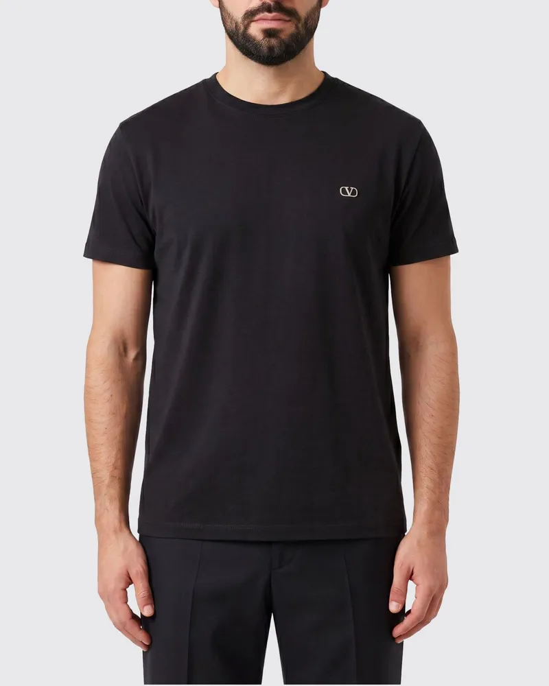 Valentino Garavani VLogo Signature T-Shirt aus Baumwolle mit Rundhalsausschnitt Schwarz