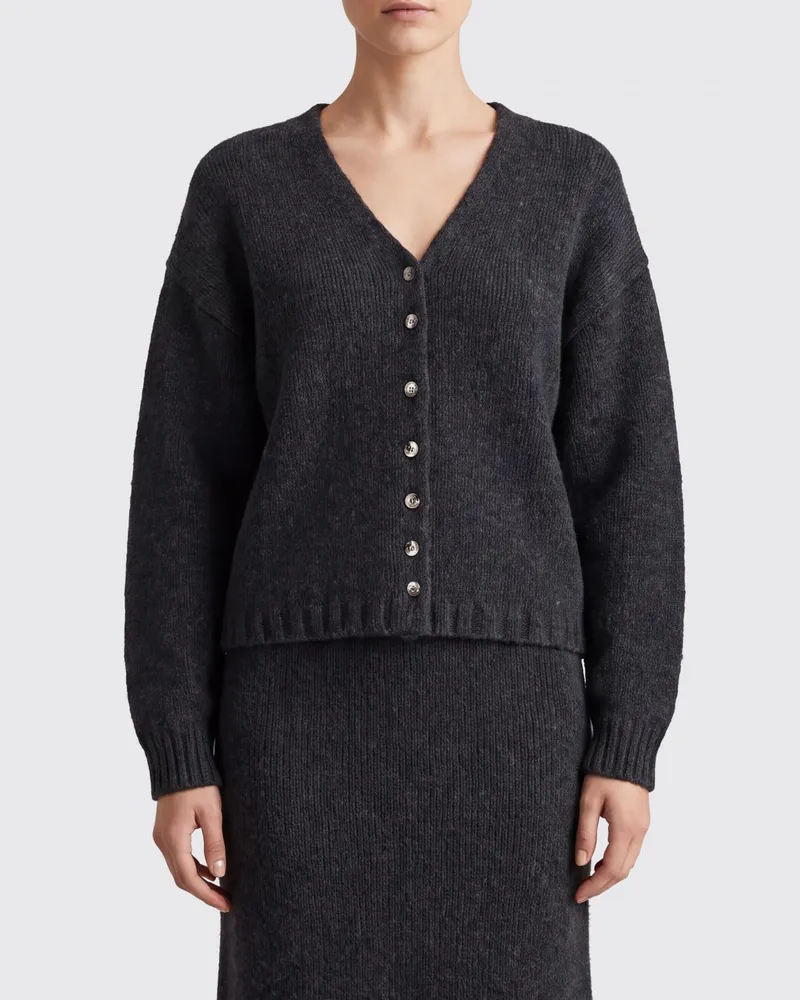 KHAITE Cardigan aus reinem Kaschmir mit tiefem V-Ausschnitt Schwarz
