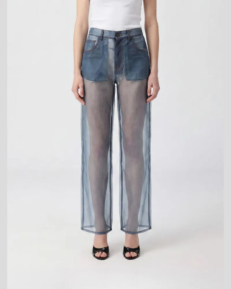 Haikure Winona Hose mit weitem Bein aus Seidenorganza Grau