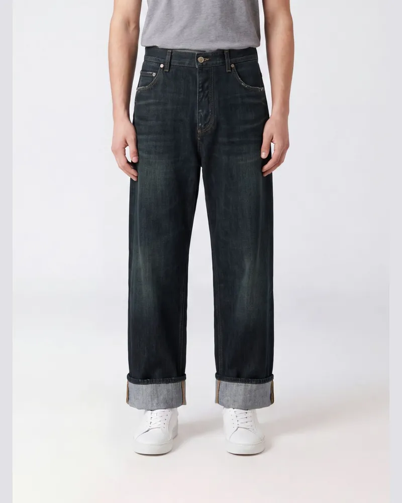 Dolce & Gabbana DOLCE  GABBANA Dolce & Gabbana Wide-Leg Jeans aus Baumwolldenim mit Umschlag und Logo Grau