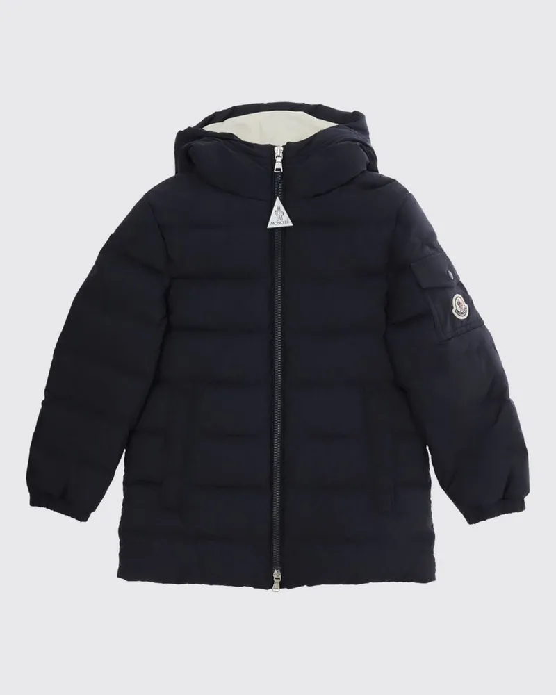 Moncler Gesteppte Daunenjacke mit Kapuze von für Jungen mit elastischen Bündchen Blau